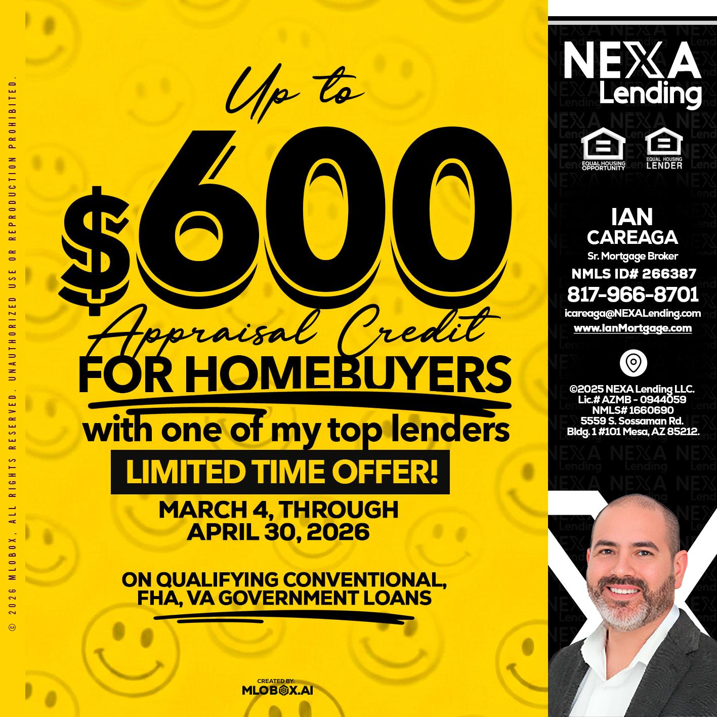 UP TO 600 - Ian Careaga -Mortgage Broker